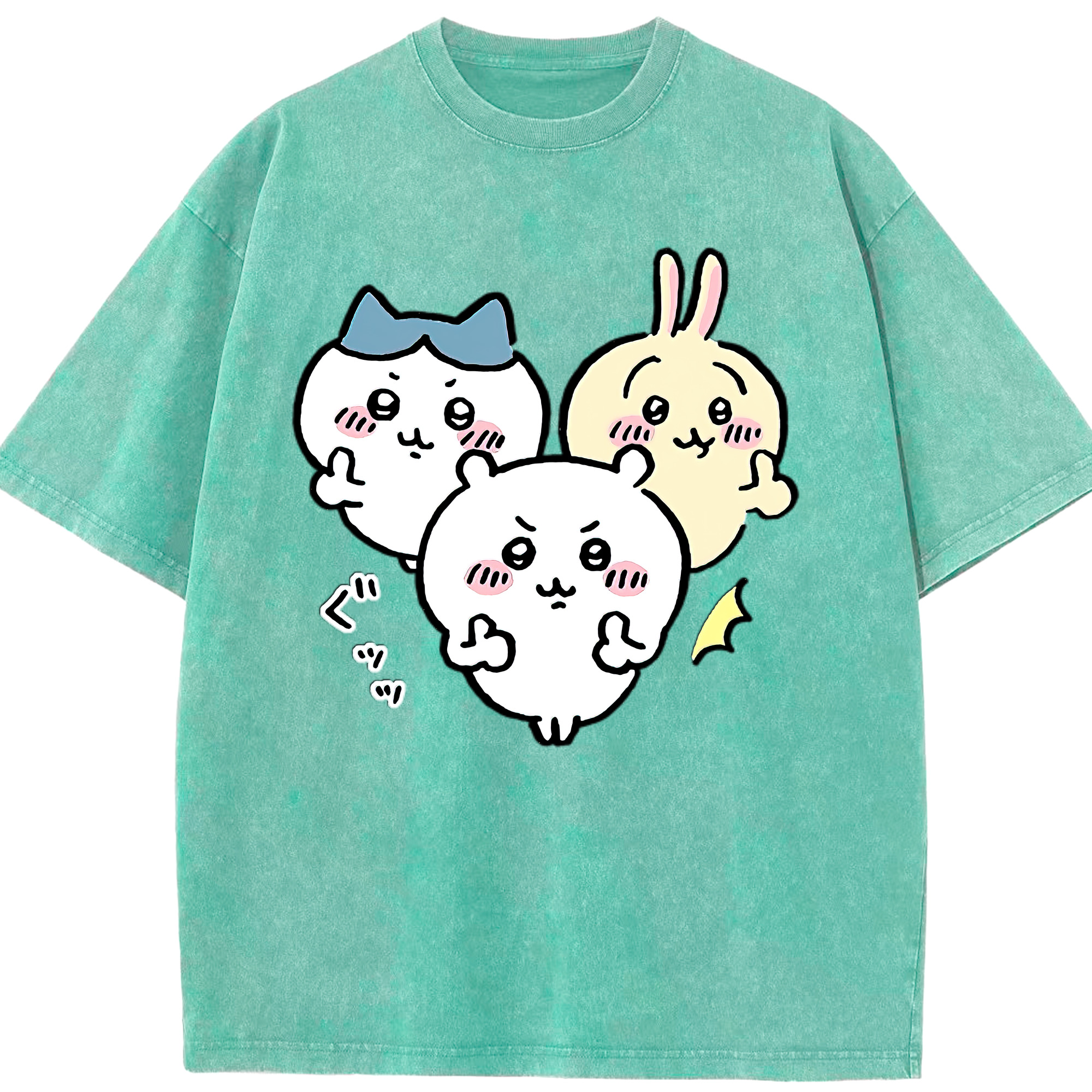 （画像用） ちいかわ うさぎ Chii-kawa usagi 綿100% ヴィンテージ風 半袖Tシャツ（フロントプリント）